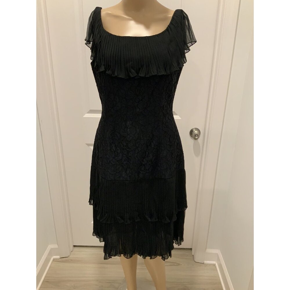 Black Tie He-Ro Dress 8 Ladies Black 100% Silk & Lace Evening Elegant Classy
